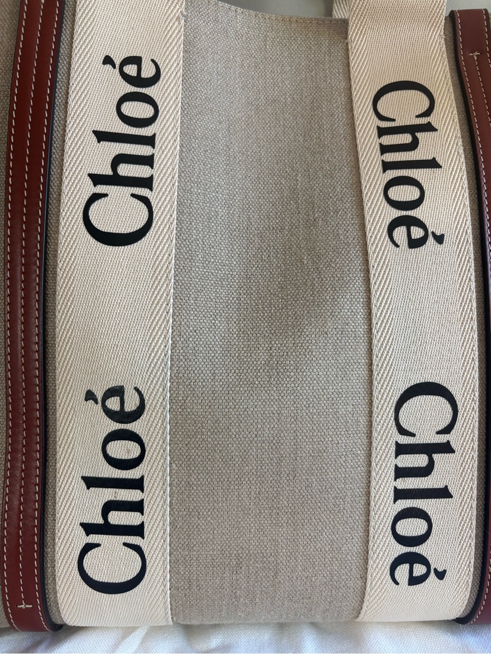 Chloé Large “WOODY” Canvas Tote - Picture 2 of 10